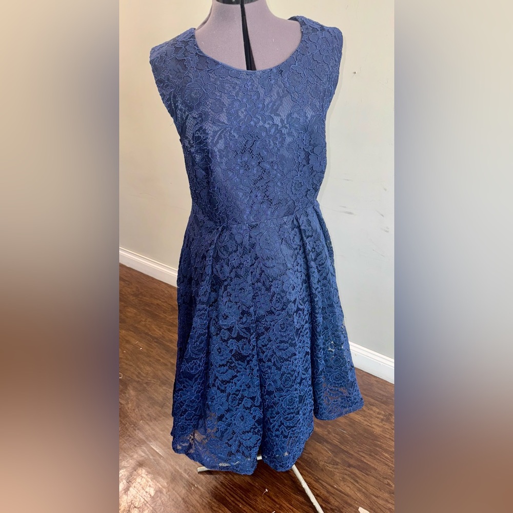 Charming Blue‎ Lace plus size Formal Dress